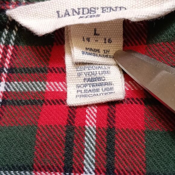 Lands' End  Plaid Pajama Flannel Cotton Shirt - Picture 3 of 4
